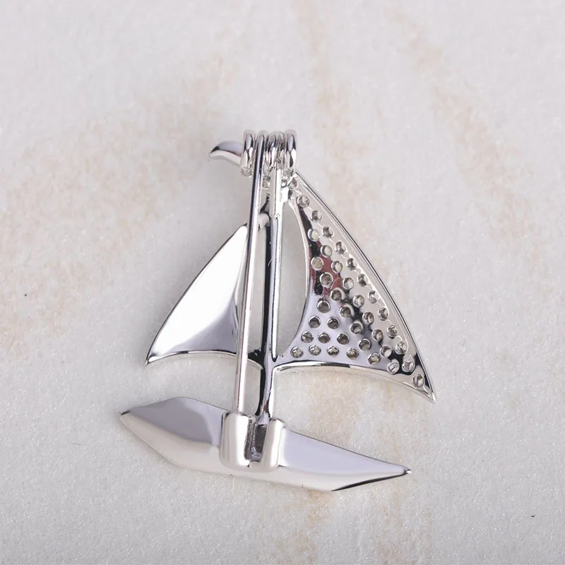 FUNMOR брошь в форме парусника с фианитом серебряная медная для женщин и мужчин