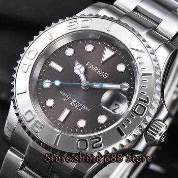 

41mm Parnis gray dial Ceramic bezel Sapphire Crystal 21 jewels miyota 8215 automatic mens watch