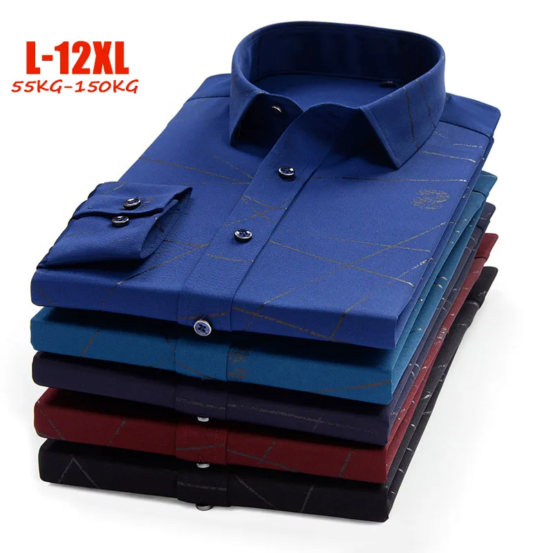 XL 12XL роскошные брендовые деловые рубашки мужские платья из бамбукового волокна с