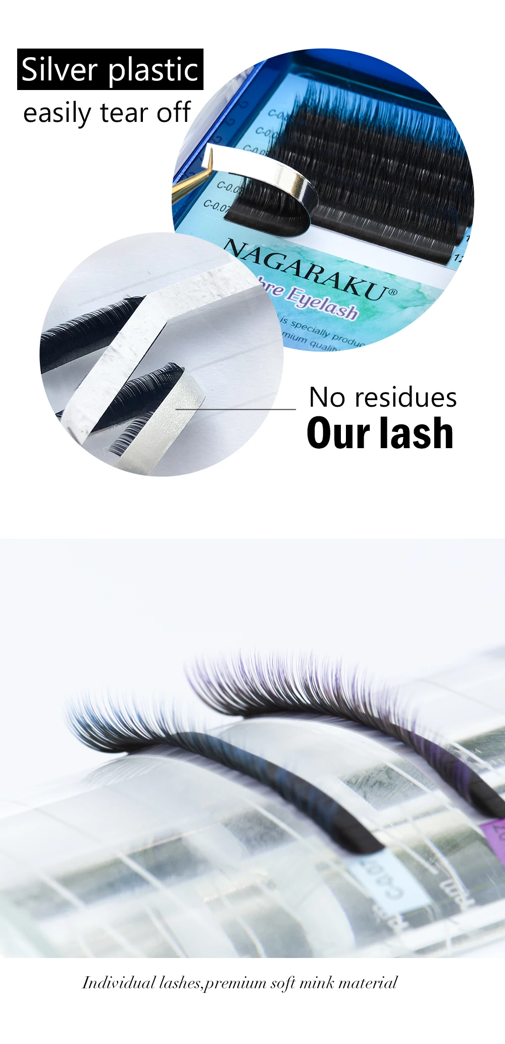 NAGARAKU 6 cases Ombre Color Purple blue Gradient rainbow color Individual eyelashes 0.07C eyelash extensions Premium soft mink