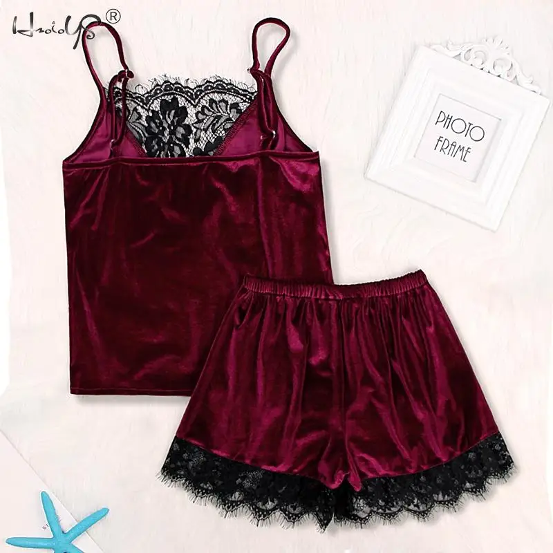 Sexy Velvet Shorts Pajamas Set Summer 