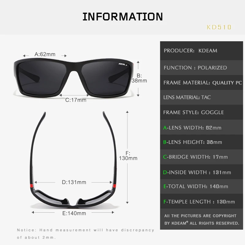 KDEAM, летние поляризационные солнцезащитные очки, мужские HD полароидные линзы, спортивные солнцезащитные очки, очки с фирменной жесткой коробкой, lentes de sol KD510