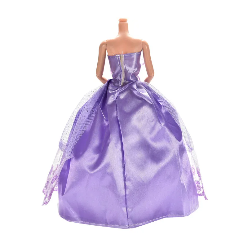 MINIFRUT 1PCS Purple Strapless Party Wedding Dress Princess Gown Dress Clothes Gown For Girl doll Baby Toys