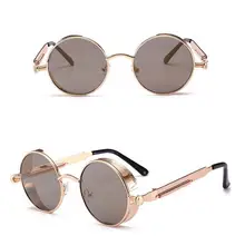 Круглые металлические стимпанк Солнцезащитные очки для мужчин и женщин модные брендовые дизайнерские Ретро Винтажные Солнцезащитные очки UV400