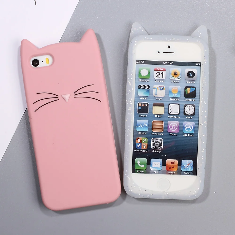 Dulcii телефона чехол для iPhone 6S 6 8 7 Plus плюс Симпатичные Обложка 3D кошка Мягкая