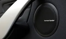 100pcs/lot harman/kardon Hi-Fi Speaker audio Speaker 3D Aluminum Badge Emblem stereo sticker 43x5mm