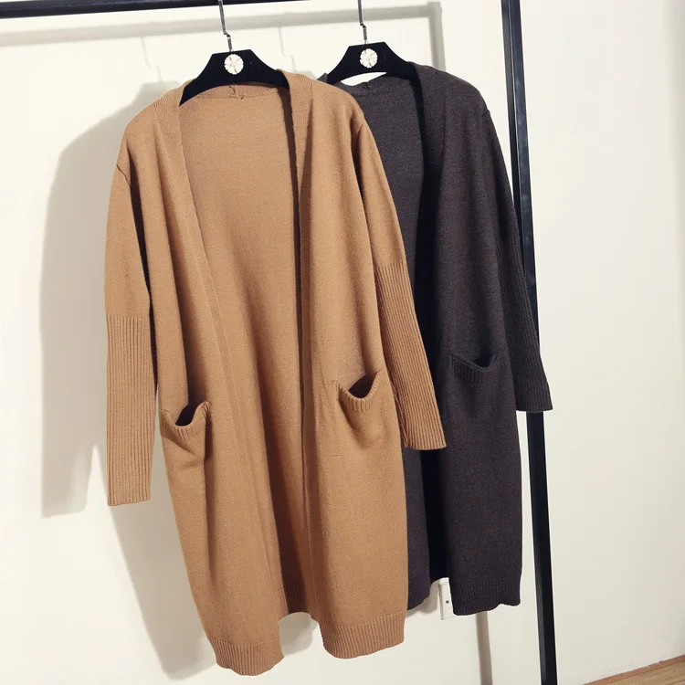 

[EWQ] 2019 Early Autumn New Sweet Solid Color Long-sleeved Loose Large Size Cardigans Sweater Cardigan Women's Long Coat QK12416