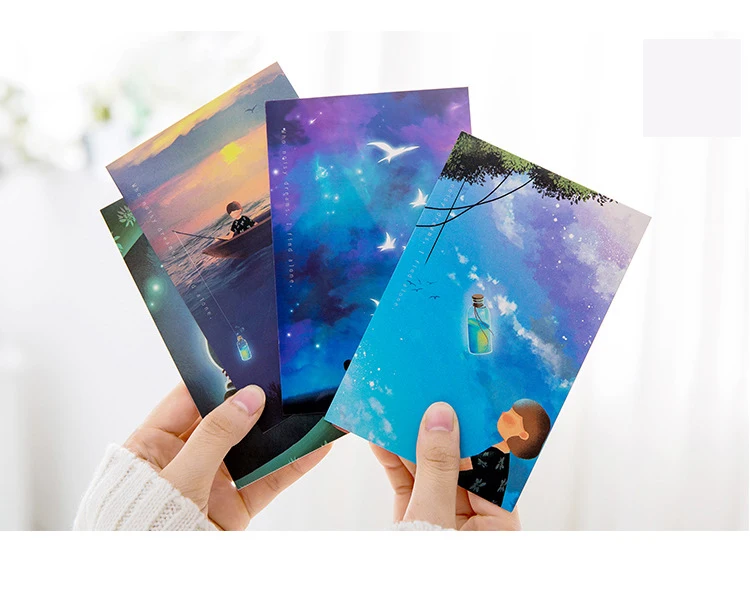 30Sheets/Set Slightly Self-luminous Looking for Light Luminous Card Postcard Greeting Message Card Christmas and New Year Gifts