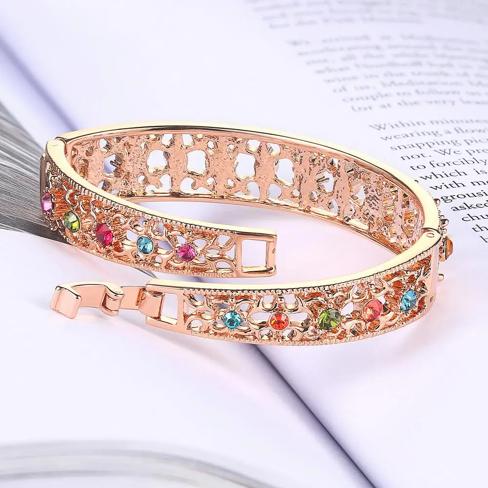 ZHOUYANG ZYB030 разноцветный кристалл цвет розового золота браслет ювелирные изделия сделаны с настоящими Австрийскими кристаллами