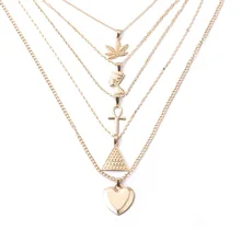 Fashion Long Chain Gold Cross/Heart Necklace For Women Gold Layered Necklace Christ Choker Multi Necklace Vintage Jewelry fashion cross pendant multi layered decussate body chain for women