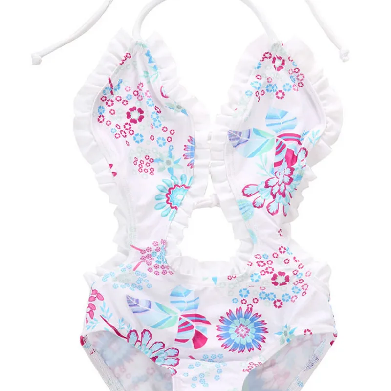 Emmaaby/брендовый детский для девочек в цветочек раздельный купальный костюм, купальный костюм, купальный костюм летний кружевной лоскутный милый купальник с вырезами
