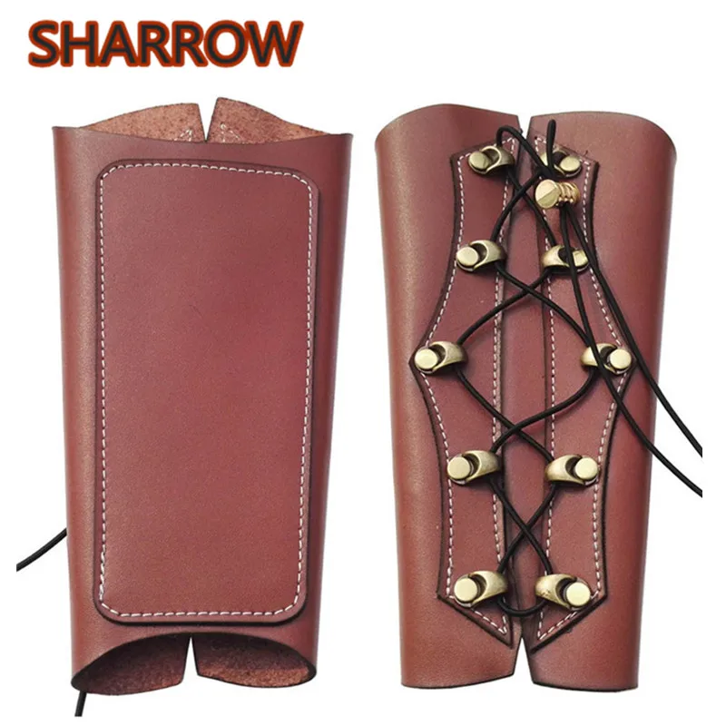 1Pc Archery Arm Guard Traditional Leather Protective Gear Bracer Recurve Longbow Wristband Gear For Hunting Shooting Accessories