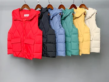 

Autumn Winter Vest Women Waistcoat 2019 Female Sleeveless Hooded Vest Jacket Warm Short Vest Coat Colete Feminino