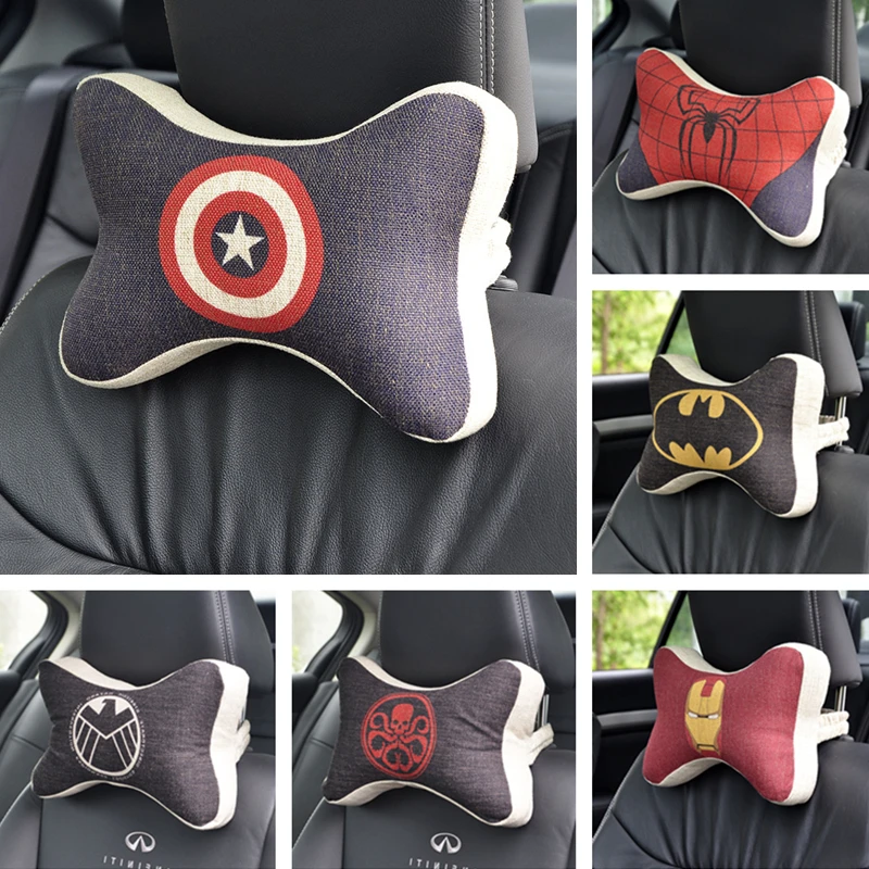 

The Avengers Cartoon in the Car seat headrest of the vehicle under neck pillows for Cars head support space memory foam iron man