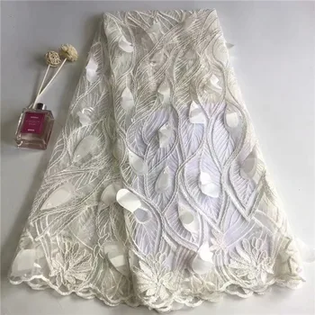 

Nigerian Lace Fabrics For Wedding 2019 African French Lace Fabric High Quality 3D Lace in Christmas ,White Lace Applique Y12