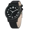 Montre à Quartz pour hommes, créative et amusante, cadran noir, confortable, bracelet en cuir noir ► Photo 2/6