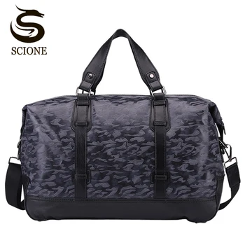 

Fashion Military Camouflage Handbag PU Leather Mens Travel Bags High Quality Male Crossbody Messenger Bag Man Travel Duffel Bags