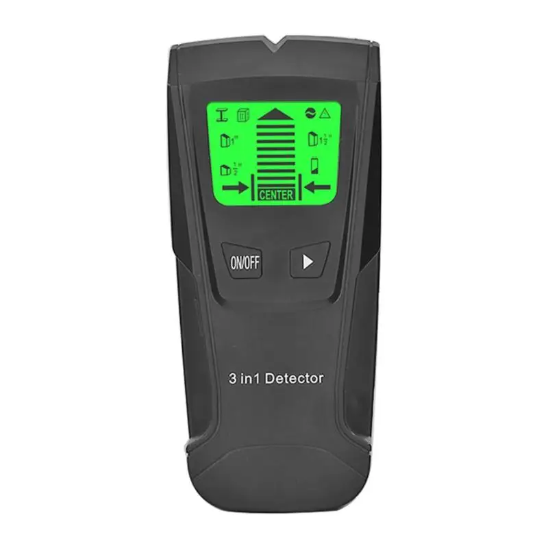 3 в 1 металлический детектор металла Finder деревянные шпильки AC напряжение живого провода обнаружения сканер для стен электрическая коробка искателя датчик для стены - Цвет: Черный