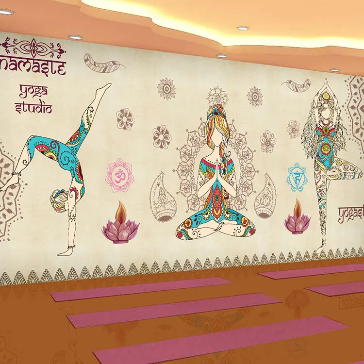 Custom 3d mural 3D Thai Yoga graffiti mural clothing store dance room