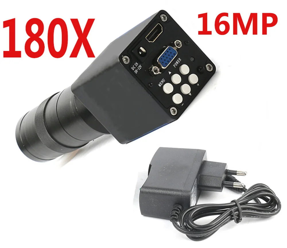16MP HDMI VGA промышленный цифровой микроскоп камера+ 180X c-крепление зум-объектив для паяльная станция pcb смартфон ремонт