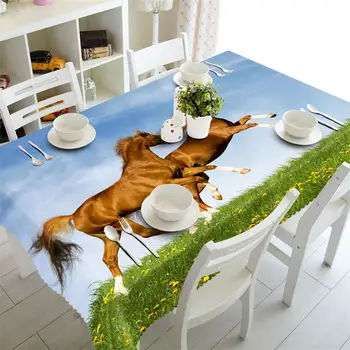 

wild horse on the lawn Tablecloth Waterproof Cabinet Cover rectangular wedding Round table cover Customized size Pillowcase
