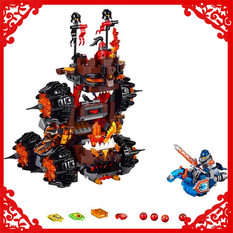 

LEPIN 14018 Nexo Knights Axl General Magmars Siege Building Block Compatible Legoe 544Pcs Toys For Children Compatible Legoe