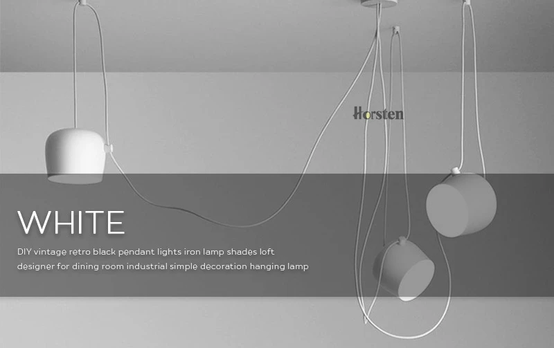 Horsten Nordic Art Decoration DIY Pendant Lights Black White Creative Aluminum Pendant Lamp For Dining Living Room Restaurant Bar (2)