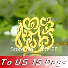 Freeshipping–Personalized Monogram Necklace Gold Color Monogrammed Name Necklace Initial Jewelry