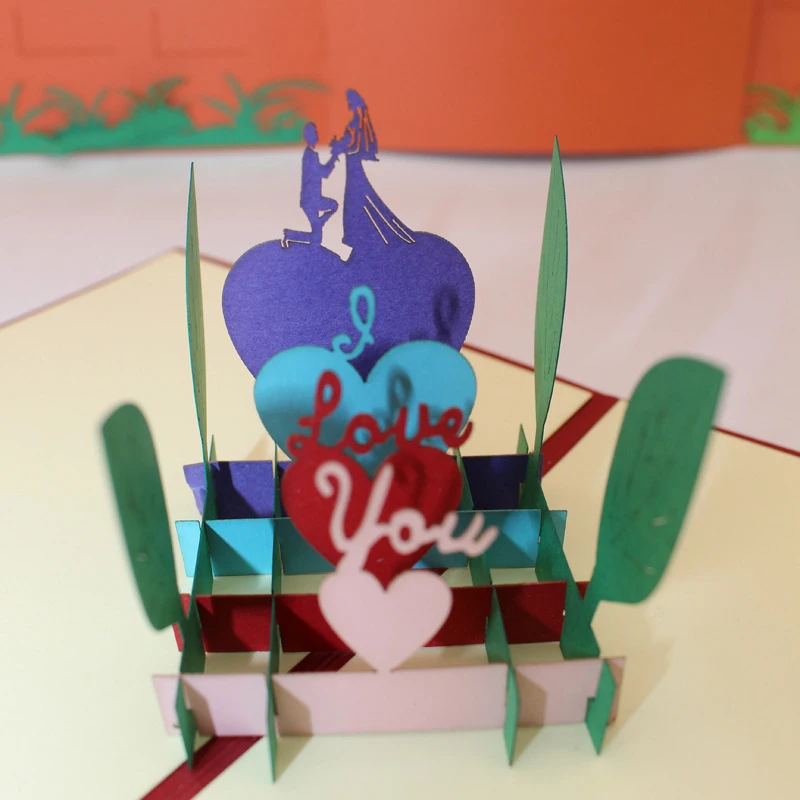  3D Handmade Letter I LOVE YOU Propose Paper Greeting Cards Wedding Invitation Card Valentine's Day  - 33021956272
