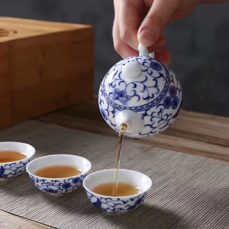  TANGPIN blue-and-white ceramic teapot tea cups a tea set portable travel tea sets drinkware