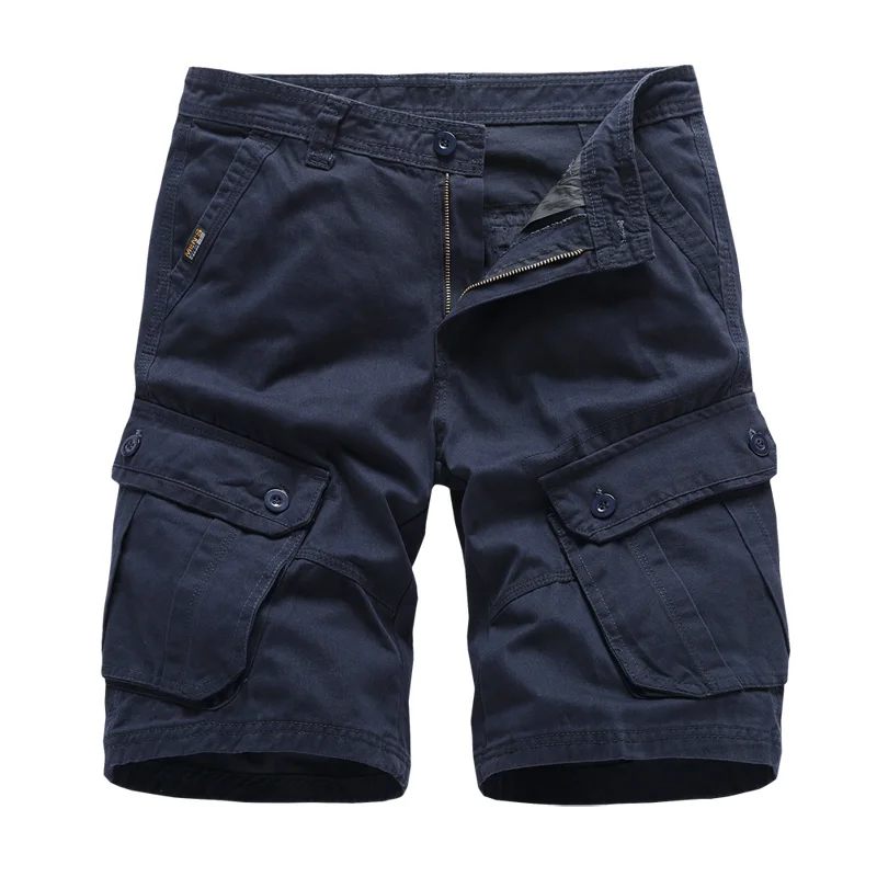 Летние популярные мужские шорты Карго свободные рабочие шорты с несколькими карманами военные высококачественные хлопковые шорты Одежда для пляжа больших размеров