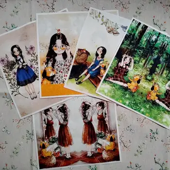 

NEW 24*24cm 5pcs Forest girl Sewing Quilt Scrapbooking Tissue Pattern Fabrics Needlework Material purse Cloth patchwork SL-143