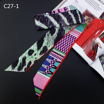 

Geometric Print Narrow Scarf Silk Feeling Choker Lady Headband Bag Hairband Ribbon Scarves Wholesale Drop Shipping KBD113