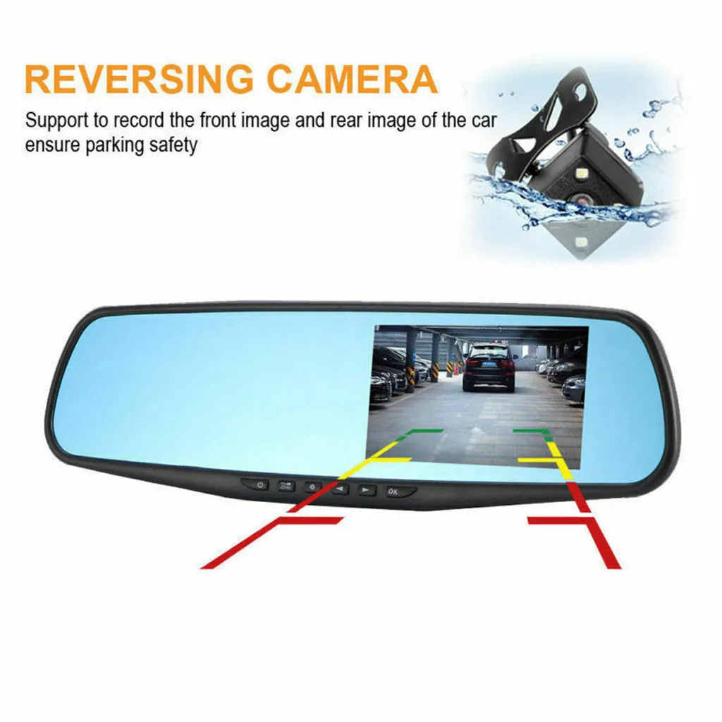 

4.3'' HD Dual Lens Car DVR Dash Cam Front and Rear Mirror Camera Video Recorder accessories For bmw e46 coche blackbox NEW drive