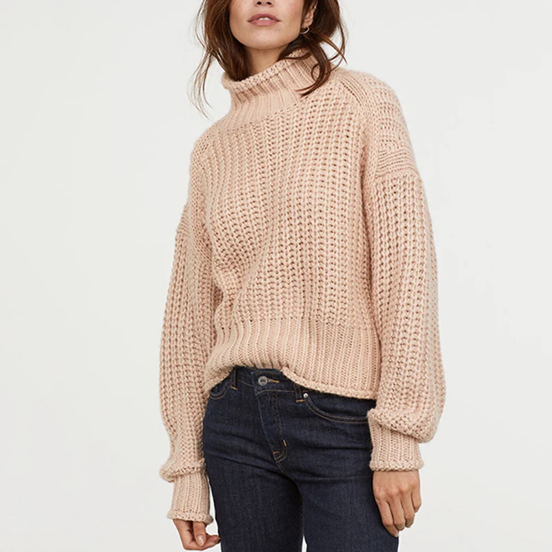 

Casual Autumn Women Knitted Sweaters Oversize Pullovers Turtleneck Ladies Jumpers Tops Warm Winter Long Sleeve Female Sweater
