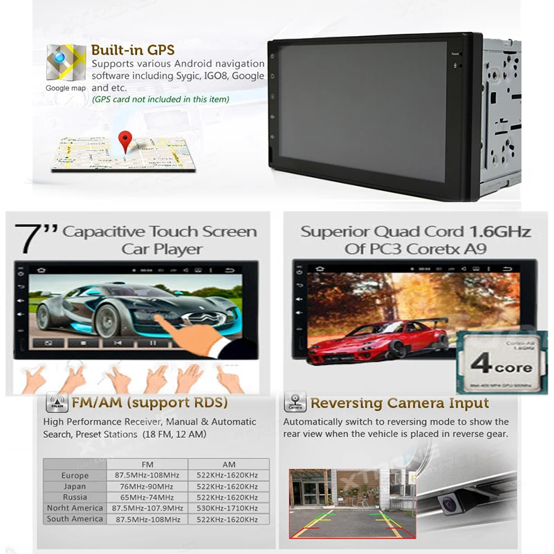 Best double 2din Quad Core1024*600 Android 7.1 Car Mirror Tablet DVD Player for toyta for mazad with Audio Wifi Bluetooth Stereo 3