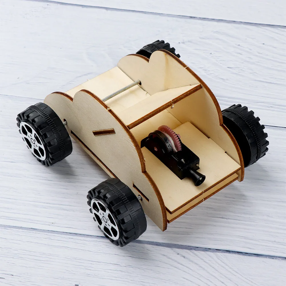 Креативный деревянный Заводной Эластичный ручной автомобиль, научный эксперимент материал, Детская модель, строительные игрушки