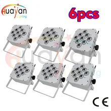 6 шт./упак. 9 шт. 12 Вт RGBAWUV 6в1 светодиодный плоский Par с батареей беспроводного управления, светодиодный Свадебный праздничные лампы, поднимающий/тонкий свет