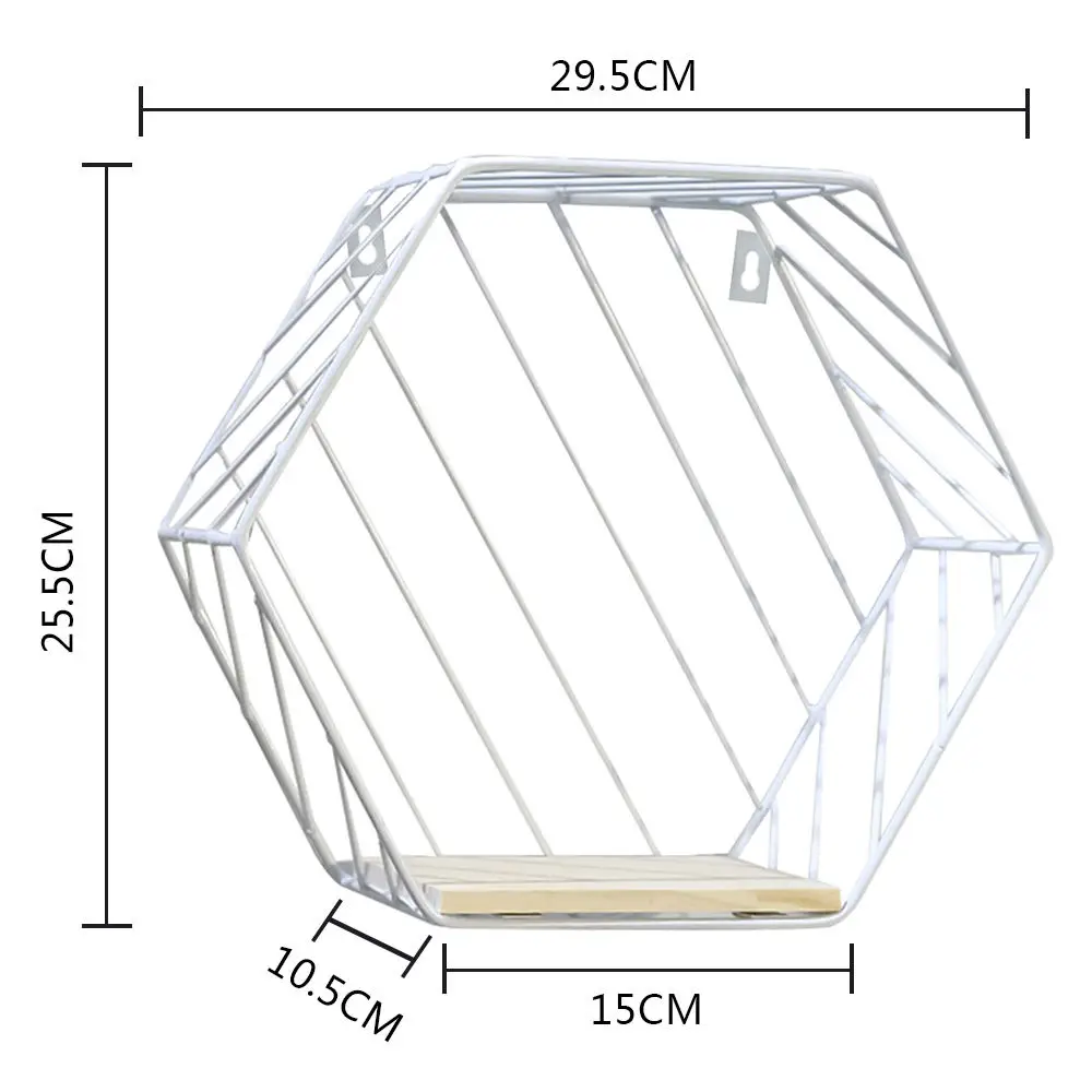 Железные декоративные полки с шестигранной сеткой настенная полка комбинированная подвесная геометрическая фигура аксессуары для украшения дома - Цвет: Темно-серый