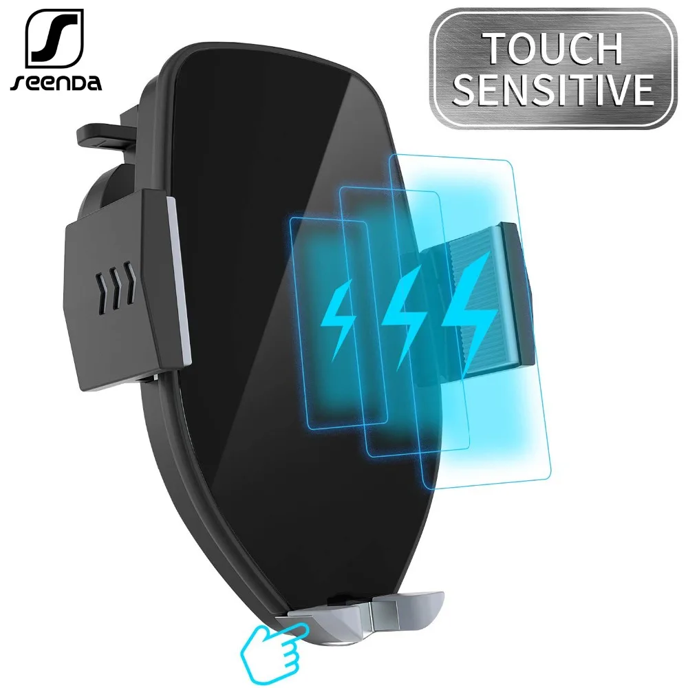 

SeenDa Qi Car Wireless Charger for iPhone Xs Max Samsung s9 Touch Sensitive Intelligent Fast Wireless Charging Car Phone holder