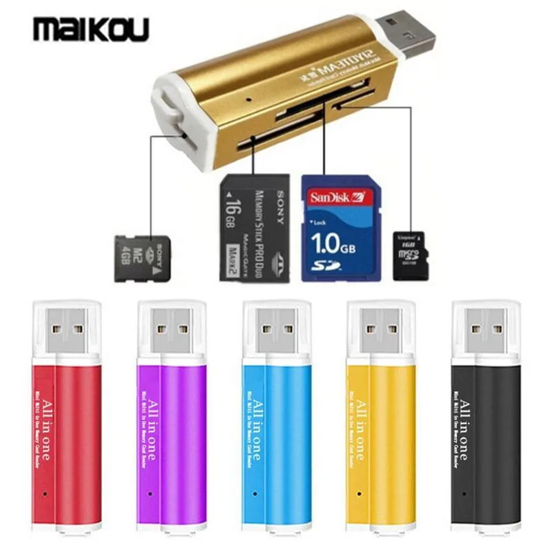 Maikou 2 шт. USB 2,0 SD/MS/TF/M2 картридер USB 2,0 SD/MS/TF/M2 Card Reader