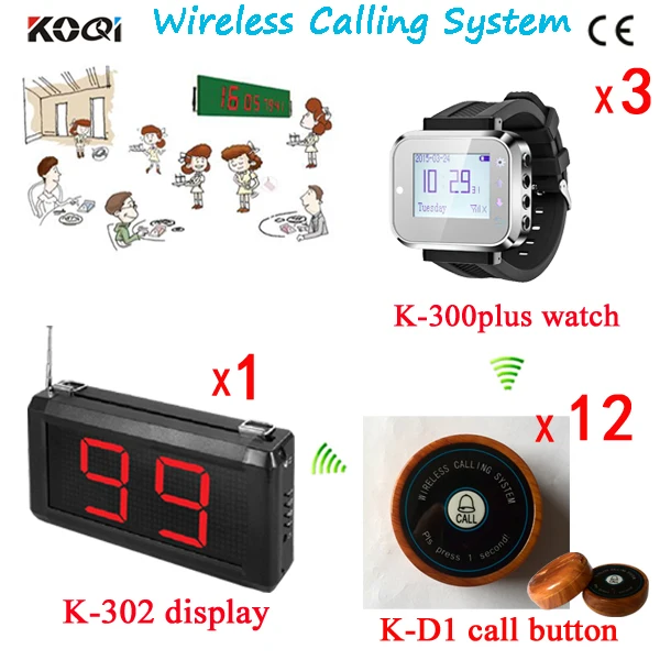 Wireless Restaurant Calling System 3pcs of Waiter Wrist Watch Pager And 1pc Panel Receiver W 12pcs of Table Buzzer For Service Wireless Restaurant Calling System 3pcs of Waiter Wrist Watch Pager And 1pc Panel Receiver W 12pcs of Table Buzzer For Service