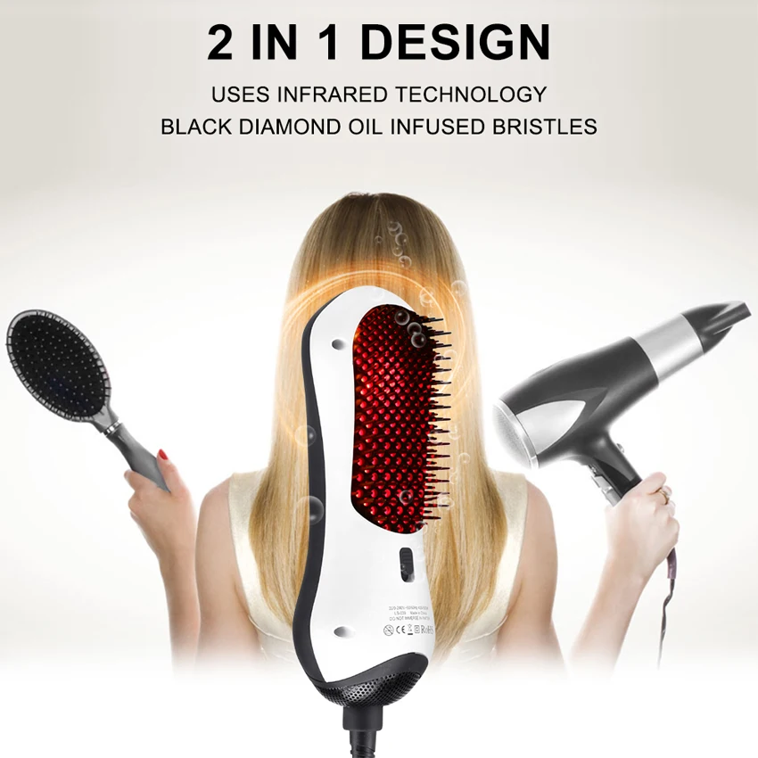 New Design Detangling Hair Dryer Brush Infrared Hair Dryer Detangle & Dry Heating Hair Blower Comb Styling Tools for Travel New Design Detangling Hair Dryer Brush Infrared Hair Dryer Detangle & Dry Heating Hair Blower Comb Styling Tools for Travel