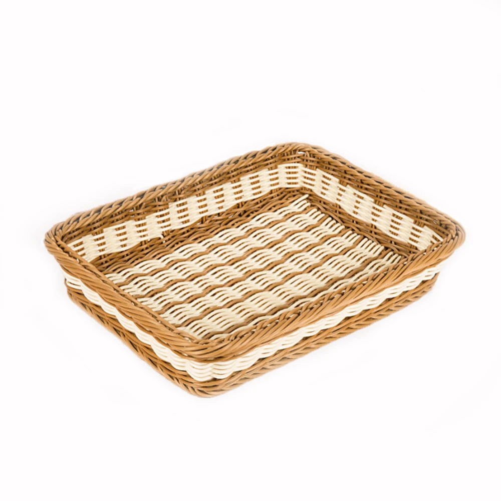 

Woven Storage Baskets Handmade Toys Storage Boxes Kitchen Wicker Bread Basket Square Fruit Trays Organizer Plate Home Decor