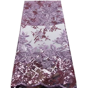

Beautiful African mesh Lace HS184 Light purple net Lace for evening dress high class African lace Fabrics French Sequins lace