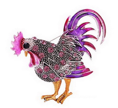 Trendy Animal Big Rooster Brooch for Women Frog Tortoise Snails Rhinestone Brooch Jewelry Coat Accessories Hot Sale Gift