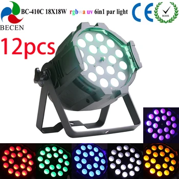 

12pcs 18x6in1 RGBWA UV indoor par can light zoom led par light for party wedding dj