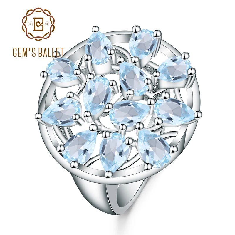 Женский балет GEM'S натуральный небесно голубой топаз натуральная 925 пробы