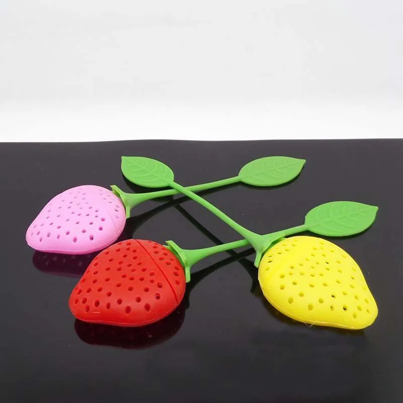 

Creative Red/Pink/Yellow Strawberry Silicone Tea Infuser Tea Strainers Tea Accessories Drinkware Supplies 20pcs/lot DEC177