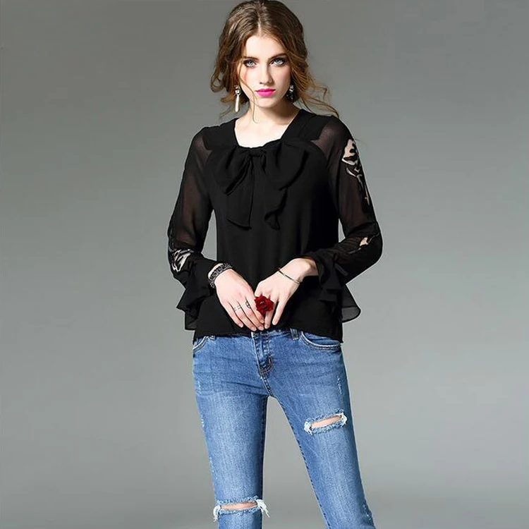 HflyluY Brand Blouses Spring Autumn High End Women Hollow Out Blouses